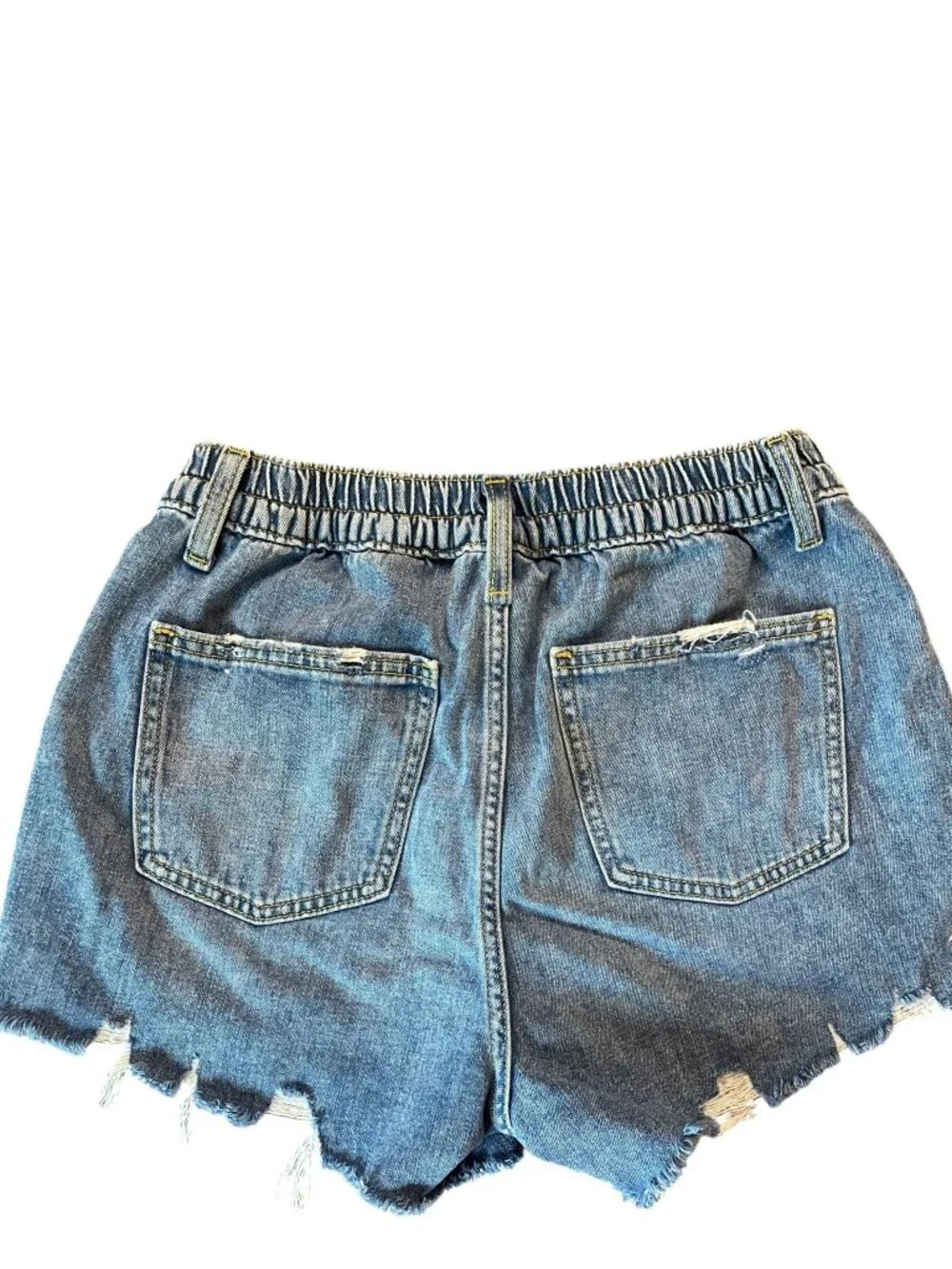 Aerie Daydream Denim Elastic Waist Shorts Medium Wash Size Small